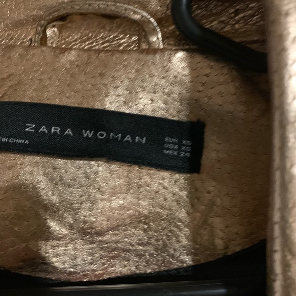 Zara rose gold leather moto jacket biker jacket let pink - Picture 4 of 6